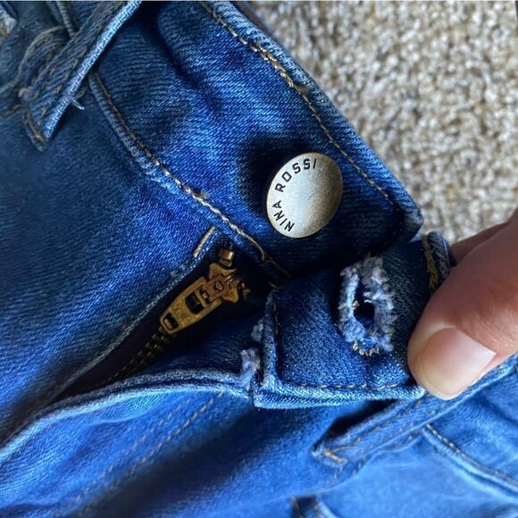 Nina Rossi Jeans Super High Rise Flare Long New Distressed Women’s Size 7 - Picture 6 of 10